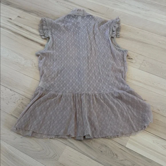 Free People-sleeveless sheer lace ruffle peplum shirt top-Fairycore-Boho-Y2K-M - Picture 5 of 5